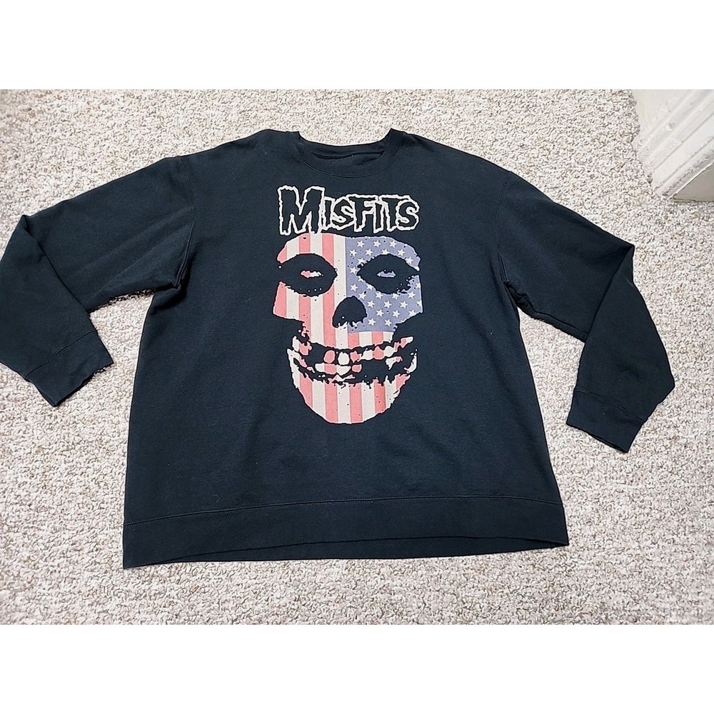 Misfits USA Skull American Flag Mens Sweatshirt Black XXL